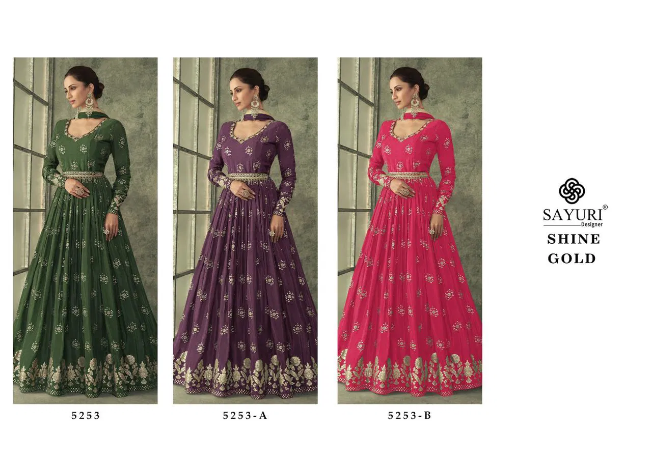 Shine Gold By Sayuri Heavy Wedding Wear Gown Catalog